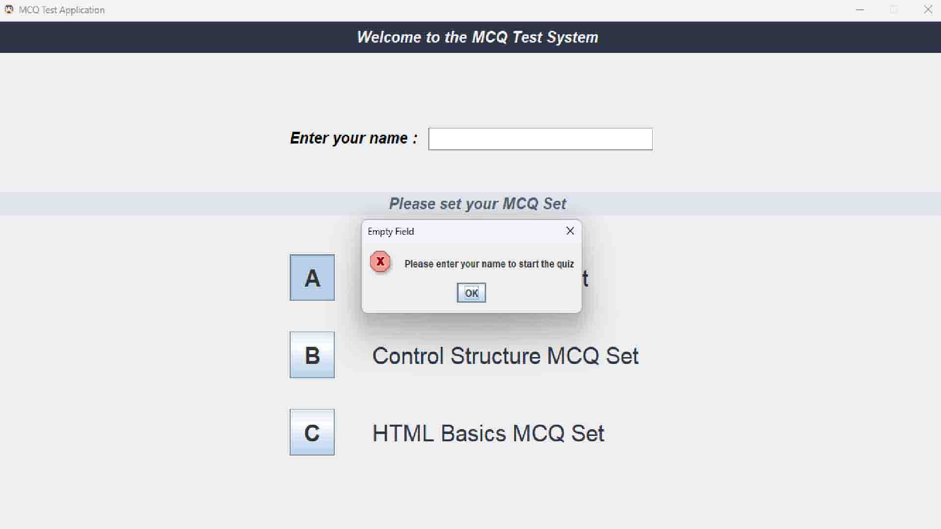 MCQ Application
